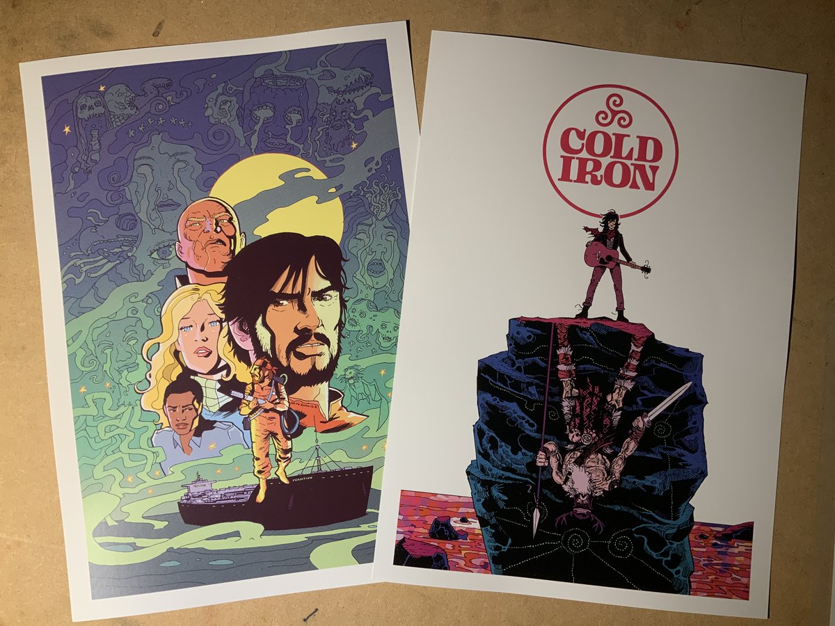 NickBrokenshire's tweet photo. Here are my new prints which will be available at @ThoughtBubbleUK! Woop! #DeadSeas #ColdIron
@cavanscott @andydiggle 

@IDWPublishing @DarkHorseComics @comiXology https://t.co/Caq7eEwBdf