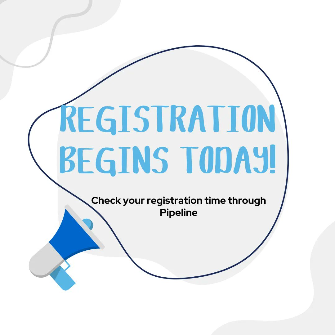 TODAY'S THE DAY! registration begins this morning: make sure to check your assigned registration time if you don't know it! (check out our recent reel that shows you how).