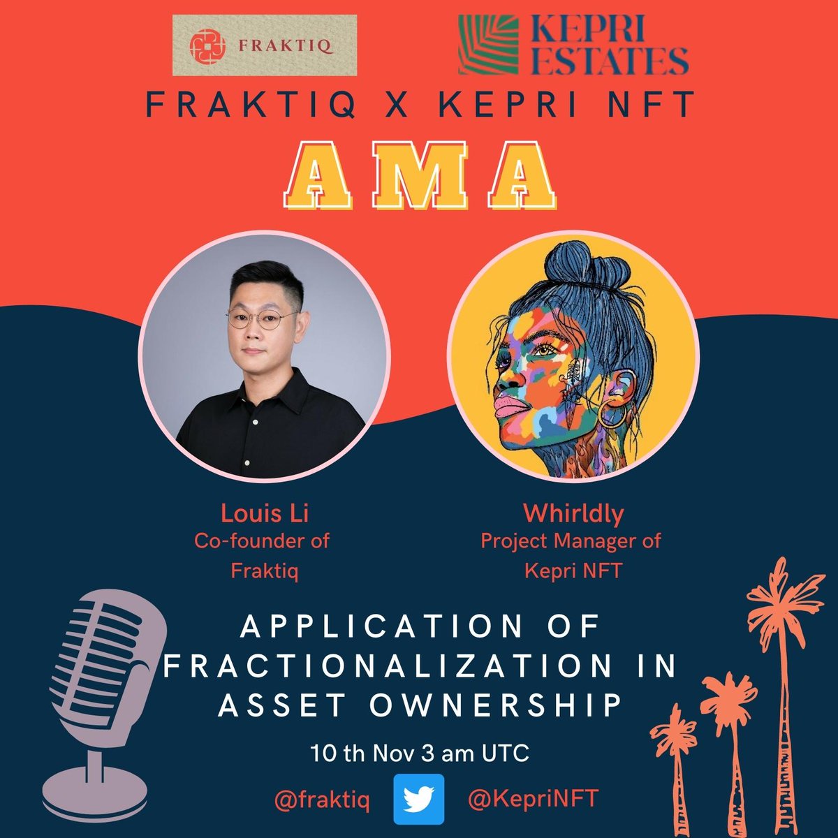 🎙️We're pleased to announce our next Twitter Space #AMA with <a href="/Whirldly/">Whirldly</a> on 10th Nov at 3:00 AM UTC😍😎👇

💰Rewards Pool: $50 #BUSD 
🚀Space link: x.com/i/spaces/1BRJj… (Set reminder🚨)

⭕️Rules:
1⃣Follow <a href="/fraktiq/">Fraktiq</a> &amp; <a href="/KepriNFT/">Genesis NFT</a>
2⃣Like, RT
3⃣Tag 3 friends
4⃣Ask questions in AMA