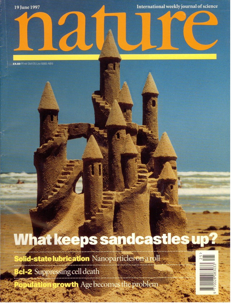 My first high-profile paper as an assistant professor was the first study of wet granular media, landing a sandcastle on the cover of <a href="/Nature/">nature</a>: barabasilab.com/media/pub_impo…
Delighted to see that the subject is still kicking: 
physicstoday.scitation.org/doi/10.1063/PT…
@PeterESchiffer <a href="/physxtine/">Christine Middleton</a>