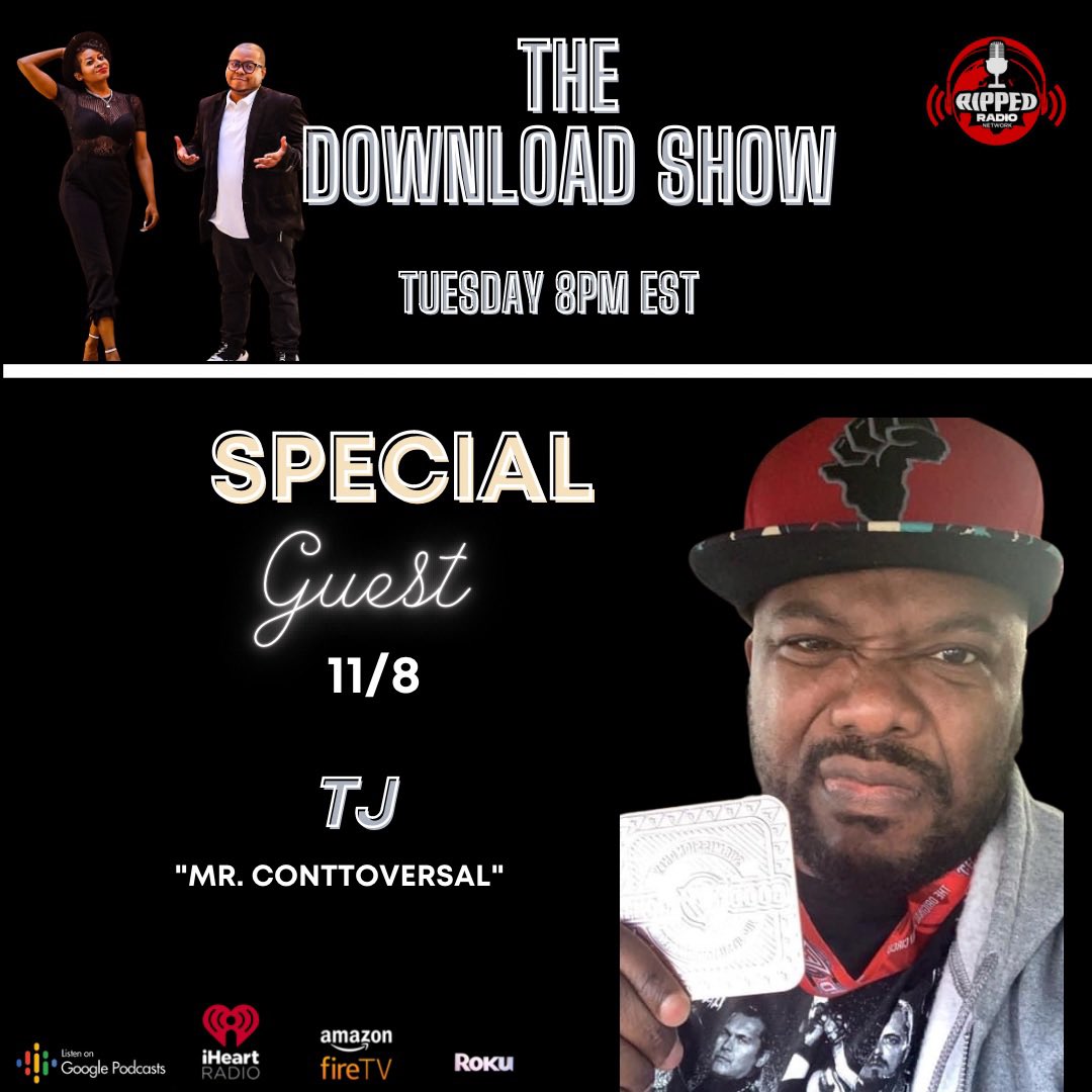 Downloadshow_'s tweet photo. Are y’all ready for TOMORROW 8PM est !? with @Just1Sandra &amp; 
The Black Trump 👀
 They have a lot to unpack with our Special Guests! 
#liveshow 
.
.
#TheDownload #radioshow #radio #iheart #podcast #dj #radiostation #radiohost #hiphop #onair #internetradio #live #applepodcast https://t.co/UsZS2awXFH