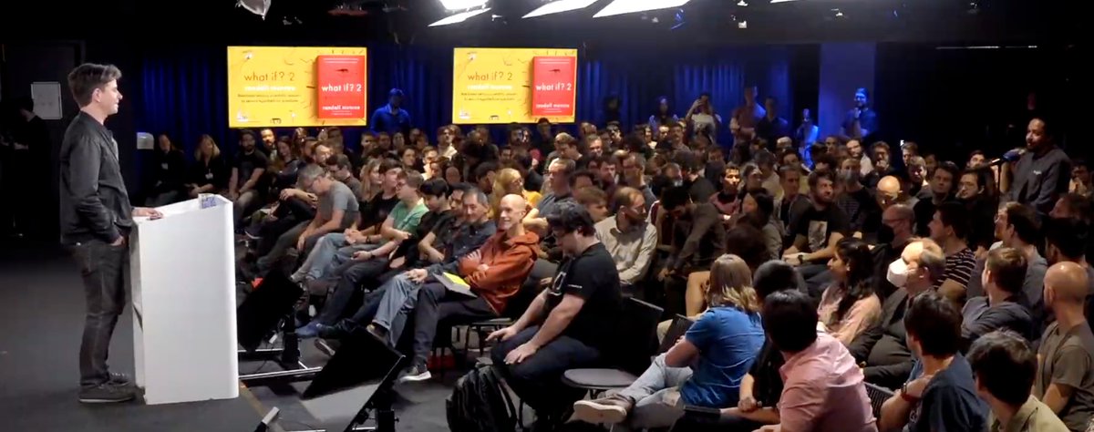 How awesome to see my mate <a href="/gusthema/">Gus (🤖🧠+🐍+🥑🗣️)</a> get to ask <a href="/xkcd/">Randall Munroe</a> a question at today's talk! 🤓