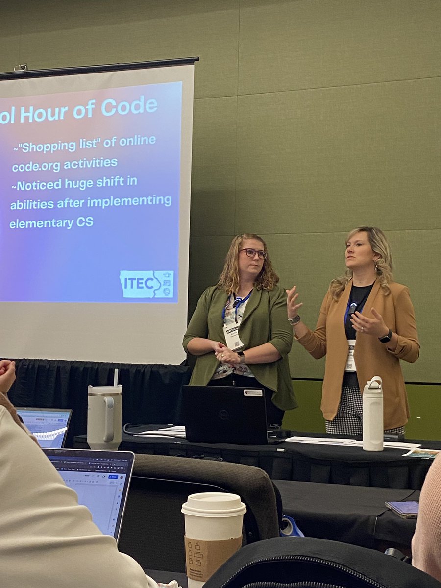 I learned a lot of great ideas from Jen Van Wyk and Rachel Honken on ways to integrate computer science into elem classrooms #itecia #cstaiowa Thanks for sharing your story!