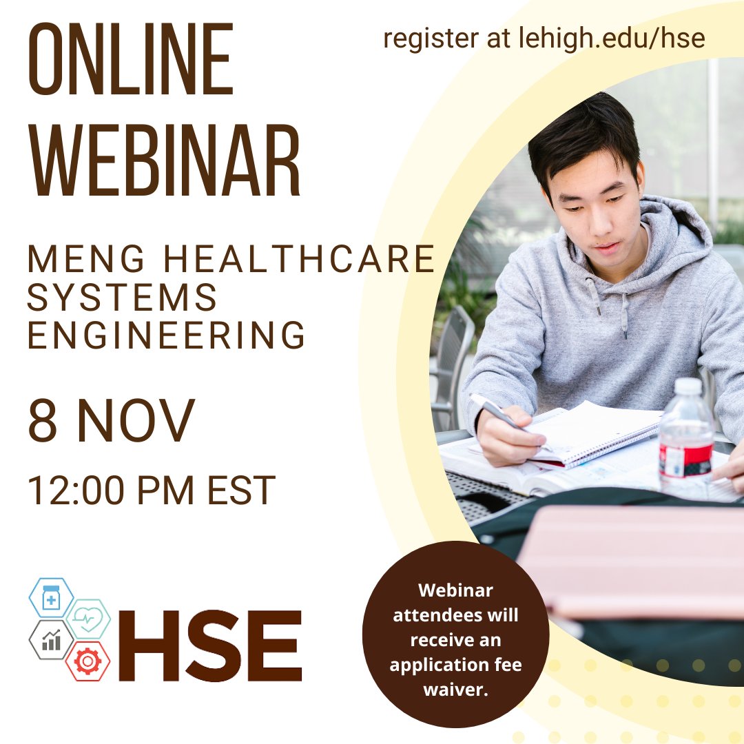 Join us for a brief introduction to the field of healthcare systems engineering and the Healthcare Systems Engineering Program.  Register at lehigh.zoom.us/webinar/regist…
#healthcaresystems #engineering