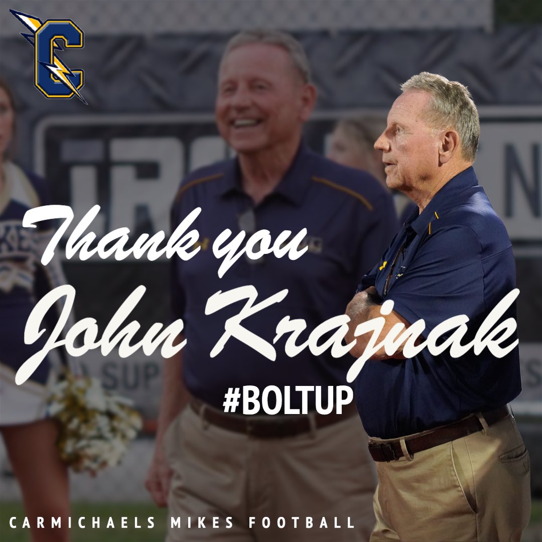 MikesFB_'s tweet photo. We want to send a special thank you to our AD John Krajnak, we wouldn’t be able to do what we did this year if it wasn’t for you! Thank you for everything you have done for this football program, both past, and present!

Congratulations on your retirement, Mr. Krajnak! 🔵🟡 https://t.co/F0AWuJP4eE