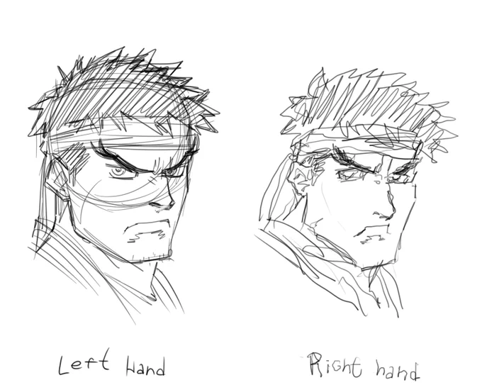 Drawing Ryu, left versus right hand lol 