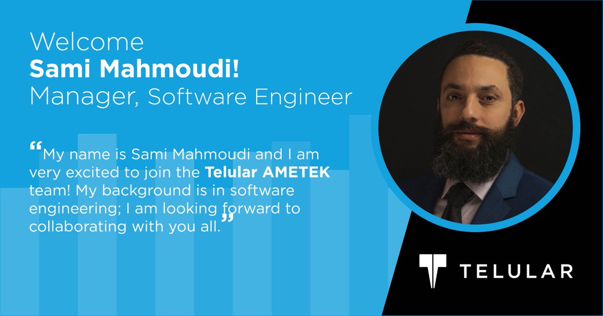 TelularCorp's tweet photo. Welcome Sami Mahmoudi as the new Software Engineer Manager. Sami will lead our software development efforts for our @SkyBitz Fleets division, including the development of the website and applications. He was most recently a Software Engineer Lead at XPO Logistics. https://t.co/UnDDbZxsXm
