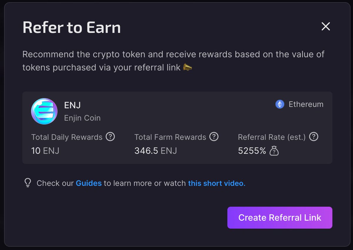 ⚡ New Referral Farm <a href="/AttraceNetwork/">AttraceNetwork</a>
🔥 Promote @Enjin

Promote $ENJ on <a href="/Uniswap/">Uniswap Labs 🦄</a> and earn!

Total rewards: 346,5 $ENJ
Daily rewards: 10 $ENJ

Get your referral link here app.attrace.com/farms

#web3 #referrals #wordofmouth #promotion #affiliateprogram #marketing