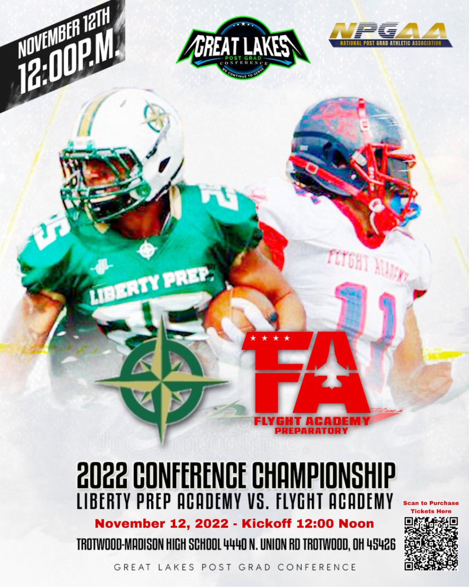 National Post Grad Athletic Association (@thenpgaa) on Twitter photo The clash in the Great Lakes is set as @LPSA_FREEDMEN the defending conference and NPGAA National Champions take on <a href="/FlyghtPrepFB/">FlyghtPrepFootball</a> for the conference title. This will be a great matchup between the two programs as the winner will advance to the title game. <a href="/PostGradRecruit/">PostGradRecruits INC.</a> <a href="/NPGSN/">National Post Grad Sports Network</a> The clash in the Great Lakes is set as @LPSA_FREEDMEN the defending conference and NPGAA National Champions take on <a href="/FlyghtPrepFB/">FlyghtPrepFootball</a> for the conference title. This will be a great matchup between the two programs as the winner will advance to the title game. <a href="/PostGradRecruit/">PostGradRecruits INC.</a> <a href="/NPGSN/">National Post Grad Sports Network</a>