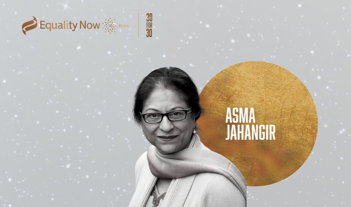 Equality Now (@equalitynow) on Twitter photo “#AsmaJahangir inspired me to follow in her footsteps," writes EN’s <a href="/YasmeenHassan7/">Yasmeen Hassan</a>, "not just to dream of a more just world but to make it happen every day."
Read our full #30For30 list today: equalitynow.org/30-for-30/asma…
#MakeEqualityReality “#AsmaJahangir inspired me to follow in her footsteps," writes EN’s <a href="/YasmeenHassan7/">Yasmeen Hassan</a>, "not just to dream of a more just world but to make it happen every day."
Read our full #30For30 list today: equalitynow.org/30-for-30/asma…
#MakeEqualityReality
