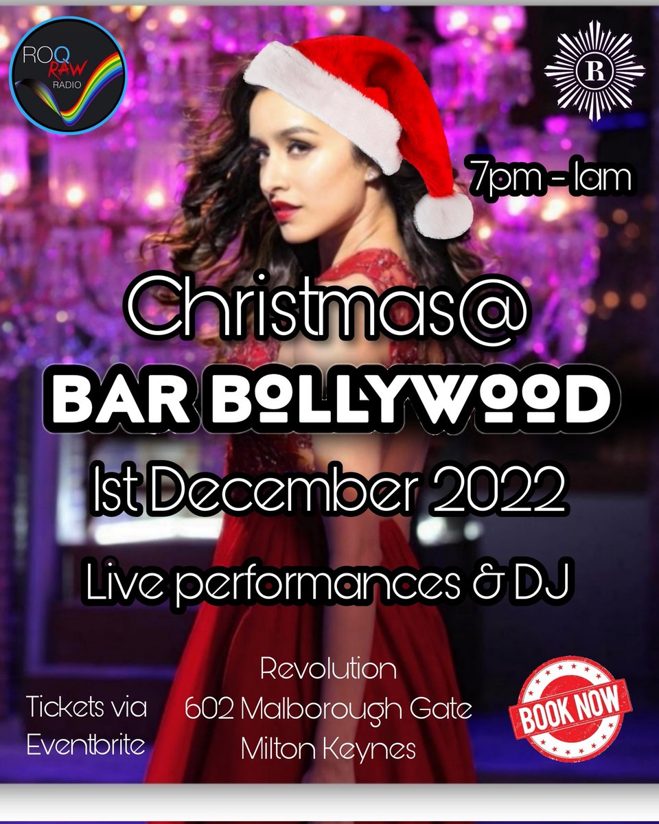 JessicaMemon (@jessdesivibes) on Twitter photo Corporate Xmas Bookings!!
1st December 2022
<a href="/RevolutionMK/">Revolution MK</a>
@barbollywood
<a href="/roqrawradio/">ROQ RAW RADIO</a>
Tickets are booking up fast!
BarBollywoodXmas.eventbrite.co.uk Corporate Xmas Bookings!!
1st December 2022
<a href="/RevolutionMK/">Revolution MK</a>
@barbollywood
<a href="/roqrawradio/">ROQ RAW RADIO</a>
Tickets are booking up fast!
BarBollywoodXmas.eventbrite.co.uk