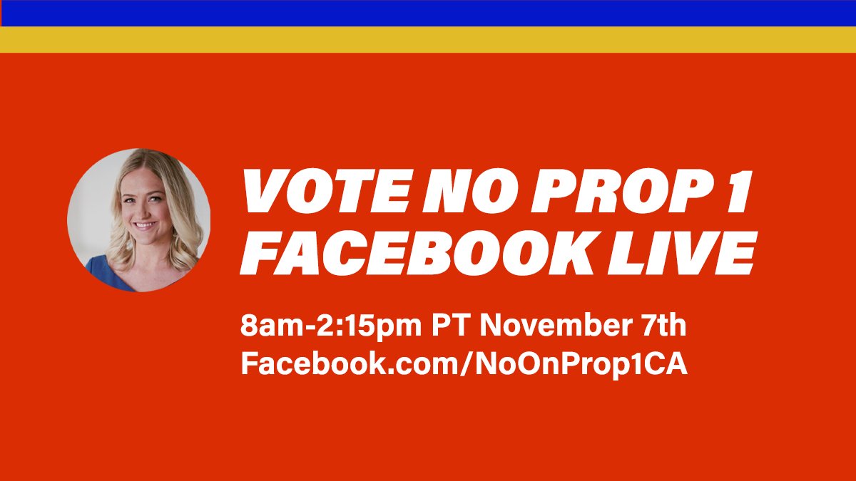 📣 📣 STARTING SOON: Head over to our Facebook page for a series of live video conversations between No Prop 1 media relations director Catherine Hadro and leaders from across the state and country. buff.ly/3tdf5SI