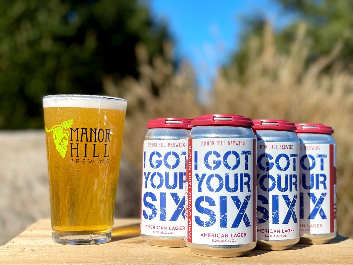 Manorhillbrew's tweet photo. FRIDAY (11/11) is Veteran’s Day &amp; we'll be releasing I GOT YOUR SIX 🇺🇸! An American Lager w/ Red Wheat, White Rice, Blue Corn &amp; @YakimaChief Veteran's Hop Blend. Brewed by veterans to support @soldiersuicide. Farm &amp; Pizza Trolley Open at 4pm on 11/11. Discount w/ Military ID. https://t.co/0dECGD43tx
