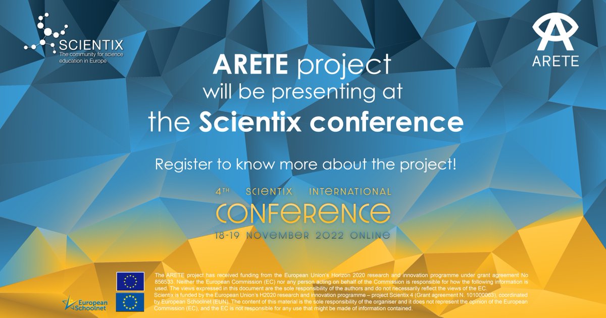 ARETE at the Scientix conference!!!
Reserve your spot here: scientix.eu/conference