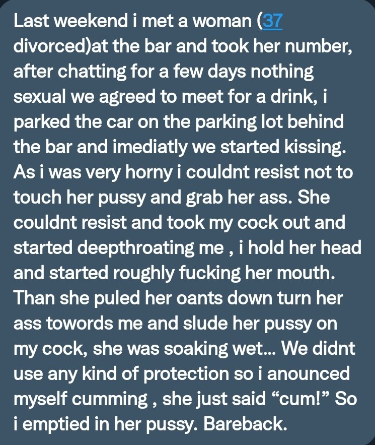 Pervconfession On Twitter He Fucked A Divorced Milf And Creampied Her