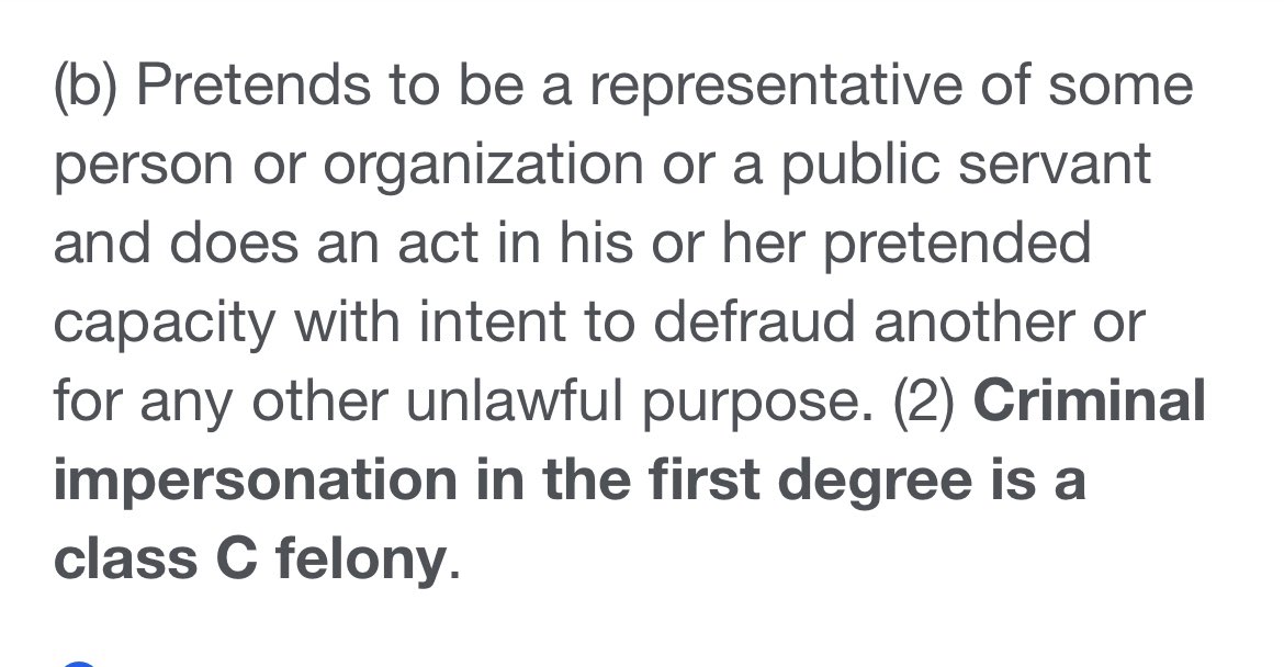 motsorilla's tweet photo. @m3r0g0s @DianaMcBlue @Esqueer_ @elonmusk Fun thing about crimes is that they have clearly laid out legal definitions.  Based on the legal definition in my state, using someone's name and picture on your Twitter profile is 100% not a crime. https://t.co/TMTdaf4nLb