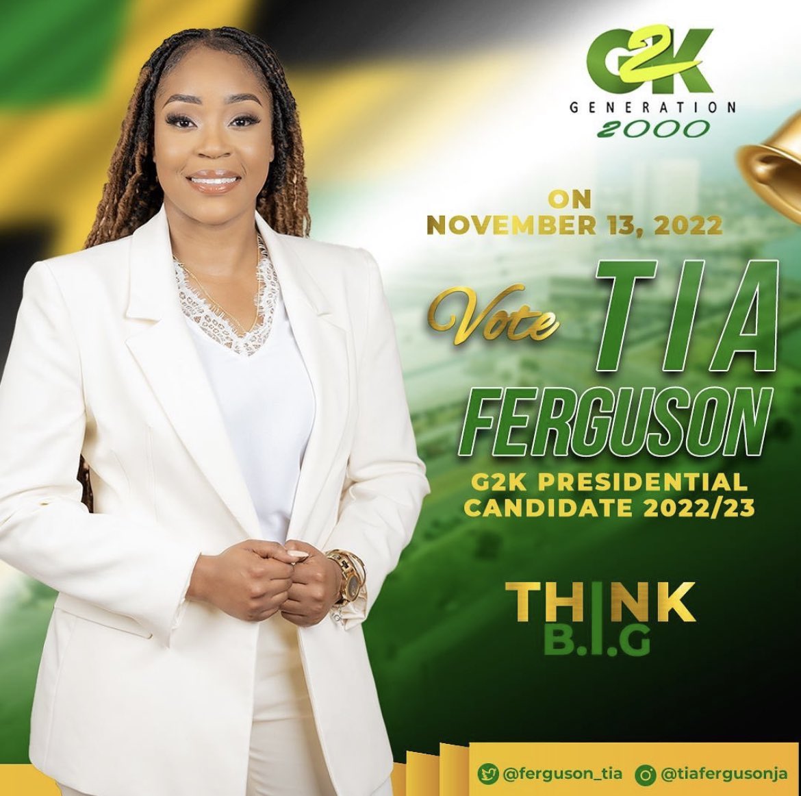 DimitriSouth's tweet photo. @Ferguson__Tia is in the verge of making Political History for being the 1st Female G2K President. Come and be apart of history. #ThinkBIG #VoteTia https://t.co/vxDbrH1tlb