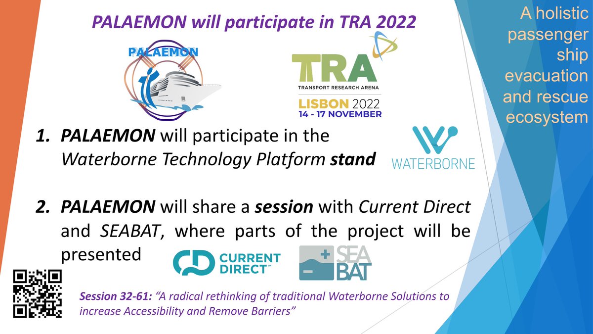 We are pleased to announce that we will be present at @TRA Lisbon! We have teamed up with the projects @currentdirect_ and @SEABAT and will be together to talk about "A radical rethink of traditional water-based solutions to increase Accessibility and Remove Barriers".