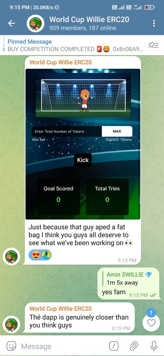 <a href="/gandalfcryptto/">GandalfCrypto</a> Yo <a href="/gandalfcryptto/">GandalfCrypto</a> Im holding $WILLIE  , they just posted this update showing a sneakpeek of the game 👁️
THE $WILLIE GANG MISSES YOU <a href="/gandalfcryptto/">GandalfCrypto</a> 
We know you will never fade the $WILLIE GANG and a team that delivers!
t.me/WorldCupWillie
#WorldCup #WILLIE #WCI $WCI #ETH