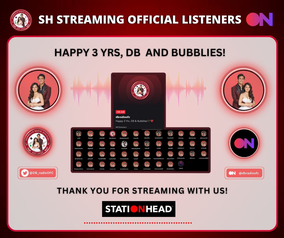 DB_radioOFC's tweet photo. Thank you for joining our Anniversary Stream. Cheers to more years to come. Team @DB_radioOFC will always be here to power stream. Happy 3 years again, DonBelle & Bubblies!๐คโค๏ธ
24Ev3rsary WithDONBELLE
๐ป:https://t.co/CKWWYAgMQr
#ThreeYearsWithDONBELLE
#DonBelle | #DONBELLEmpire https://t.co/506fHh95kY