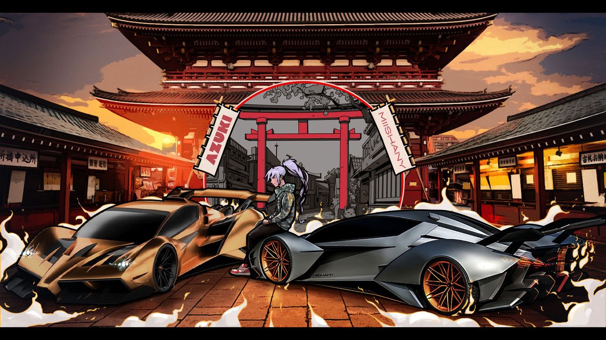 AzukiAutos got cars from us and we made this #AzukiArt for him as an appreciation gift.

He is missing in action (from Twitter) but we are excited to show this to him and <a href="/AzukiOfficial/">Azuki</a> community.

We hope we will have the opportunity to do similar car art for many more #Azuki