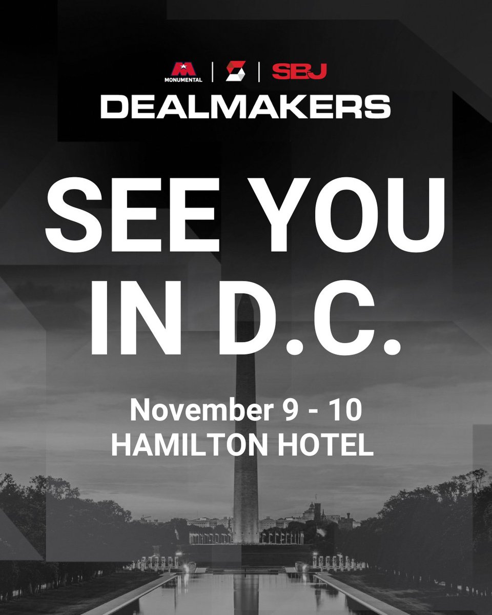 Very excited to attend @SBJ Dealmakers this week in Washington, DC! What a lineup of speakers. Check out who will be there: events.sportsbusinessjournal.com/2022-dm/p/1

#sports #sbjdm #sportsbusiness