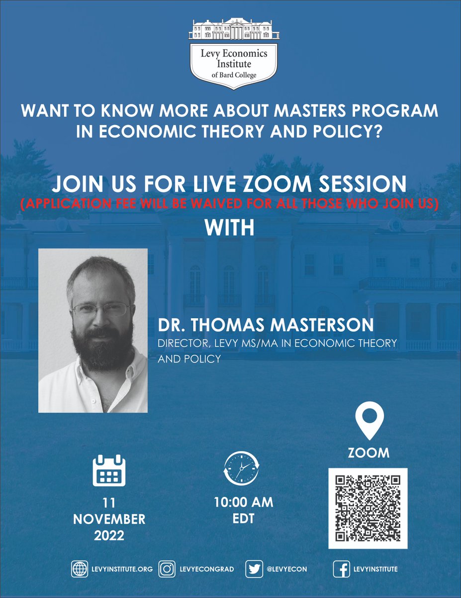 LevyEconGrad (@levyecongrad) on Twitter photo Join us for a live session and know more about the Masters program in Economic Theory and Policy at <a href="/LevyEcon/">Levy Institute</a> <a href="/BardCollege/">Bard College</a> Join us for a live session and know more about the Masters program in Economic Theory and Policy at <a href="/LevyEcon/">Levy Institute</a> <a href="/BardCollege/">Bard College</a>