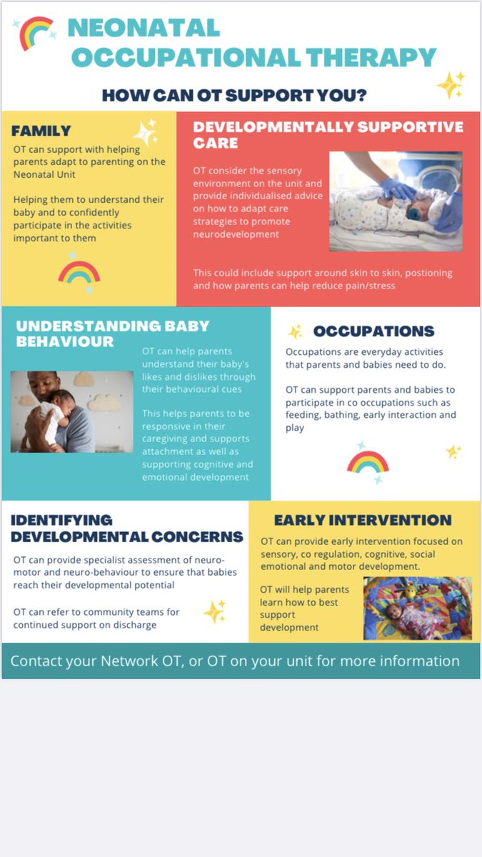 Happy #OTweek22! Some fabulous colleagues have put together this poster highlighting the role occupational therapists have in a neonatal setting! @YHneonet thanks to Sarah Neilson, @OtGlover @JaneOccTh @SarahWillisOT
