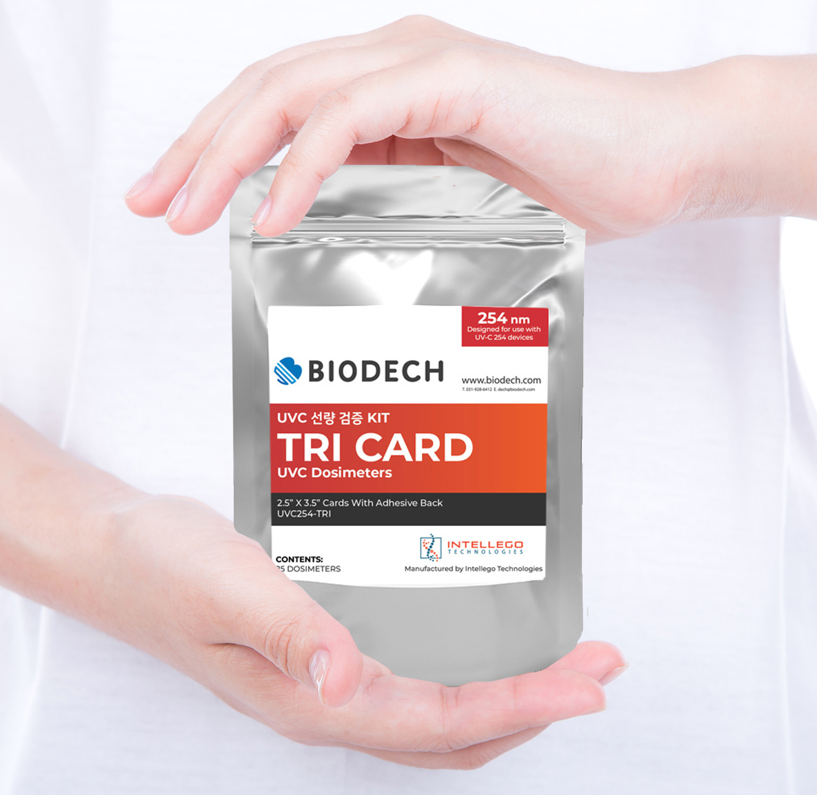 Biodech Ltd. has partnered with Intellego to design private label, Korean-language UVC Dosimeters to enable customers to see the power, performance and proof of their UV-C disinfection systems. Learn more at bit.ly/3Uyr5df #uvc #disinfecton #validation #MEDTECH