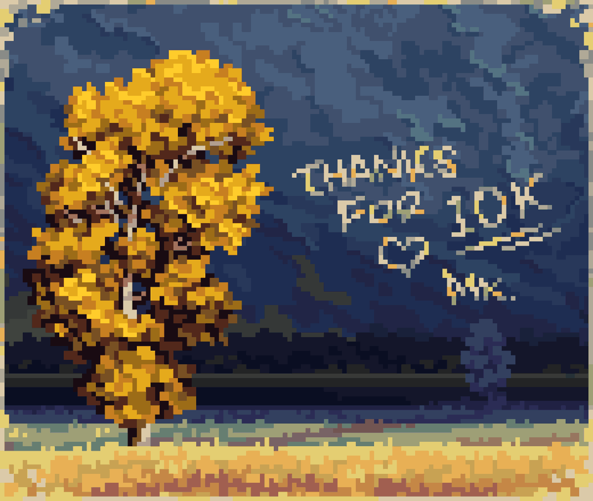 MakDeetsMuch's tweet image. 10K, would you look at that. 
Thank you for checking out my art about trees made out of squiggly squares with color here &apos;n there. 🐦❤️ xoxo