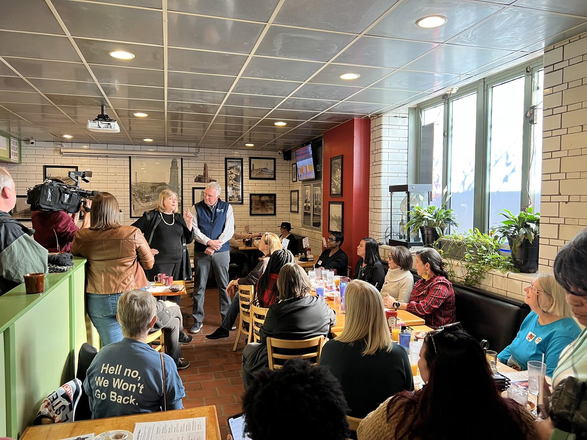 nanwhaley's tweet photo. First stop of the day - West Side Market in Cleveland with @CuyahogaDWC, @chrisronayne, and @emilyslist! 

The future of our state is on the line tomorrow and folks are fired up to flip Ohio! https://t.co/KoiozDQpk8