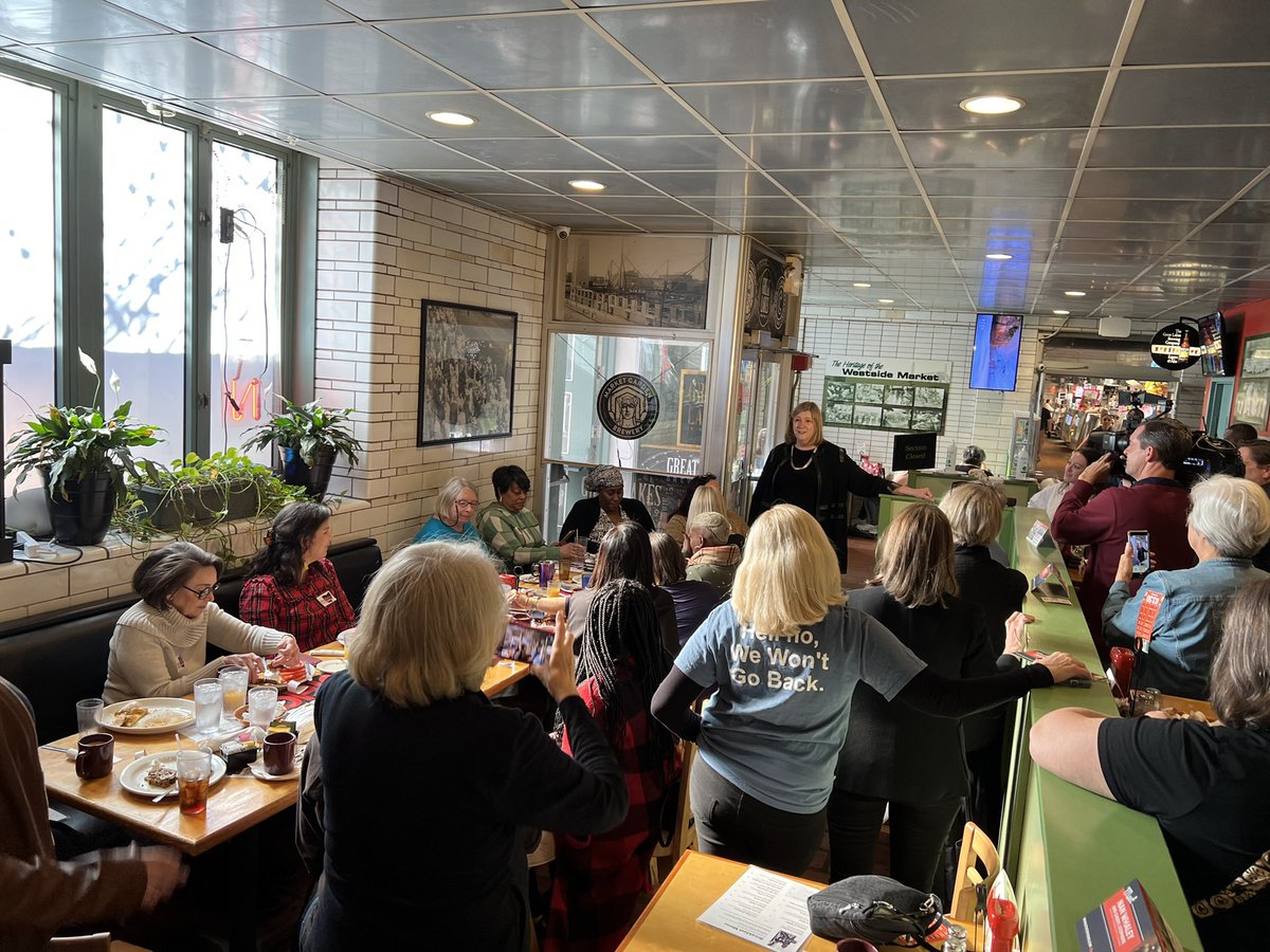 nanwhaley's tweet photo. First stop of the day - West Side Market in Cleveland with @CuyahogaDWC, @chrisronayne, and @emilyslist! 

The future of our state is on the line tomorrow and folks are fired up to flip Ohio! https://t.co/KoiozDQpk8