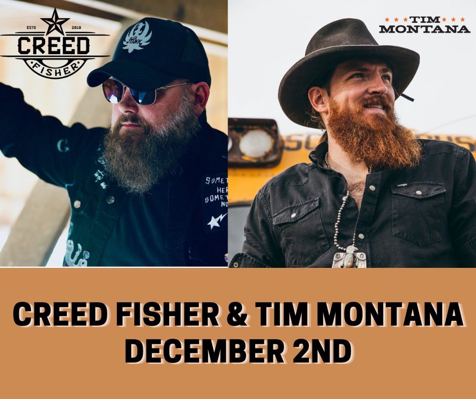 Our next show is Creed Fisher &amp; Tim Montana! They'll be playing at 365 Sports Complex on December 2nd!

Tickets are on sale now!
Link for tickets: bit.ly/CreedFisher365