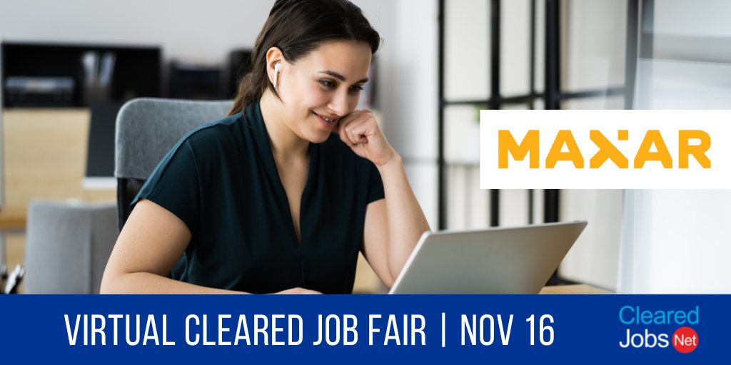 ClearedJobsNet's tweet photo. Find your future with @Maxar at the November 16 Nationwide Virtual #ClearedJobFair https://t.co/mH2X9ouKzC https://t.co/DrLZEcMICw