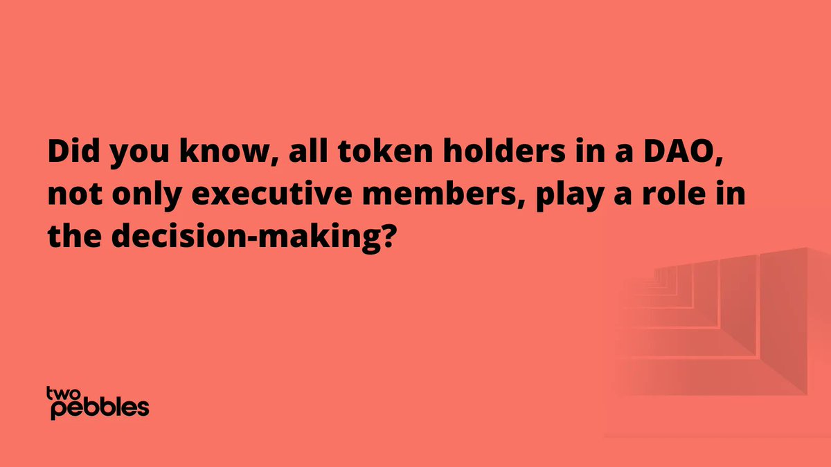 TwoPebbles_io's tweet image. Did you know, all token holders in a DAO, not only executive members, play a role in the decision-making? DAO participants can view financial and operational information in real-time.
#blockchain #polkadot $DOT $KSM #validator #kusamanetwork #validation #startup #fintech #DAO