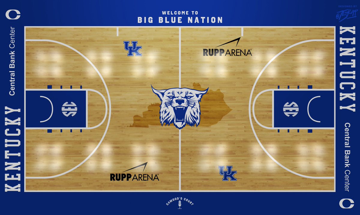 75toRupp's tweet photo. With the season officially starting tonight, I made up another version of a new court. I took a page out of the NBA’s book and put CBC in the endzone instead of on the court. https://t.co/ERy8tS8MDh