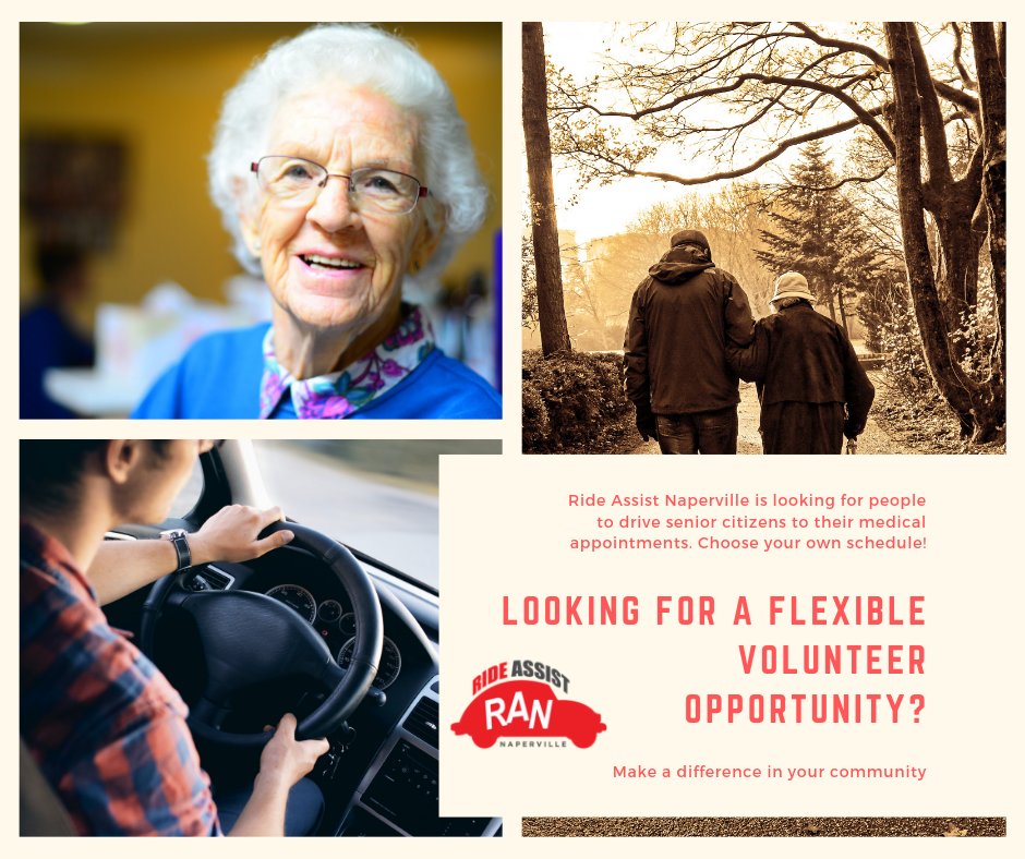 By giving senior citizens safe, affordable, & dependable rides to their medical appointments, RideAssist Naperville (RAN) brings them closer to the community. If you're thinking about volunteering, visit us at: rideassistnaperville.org 

#NPAware  
#NPAwareness  
#NACCNPAwareness