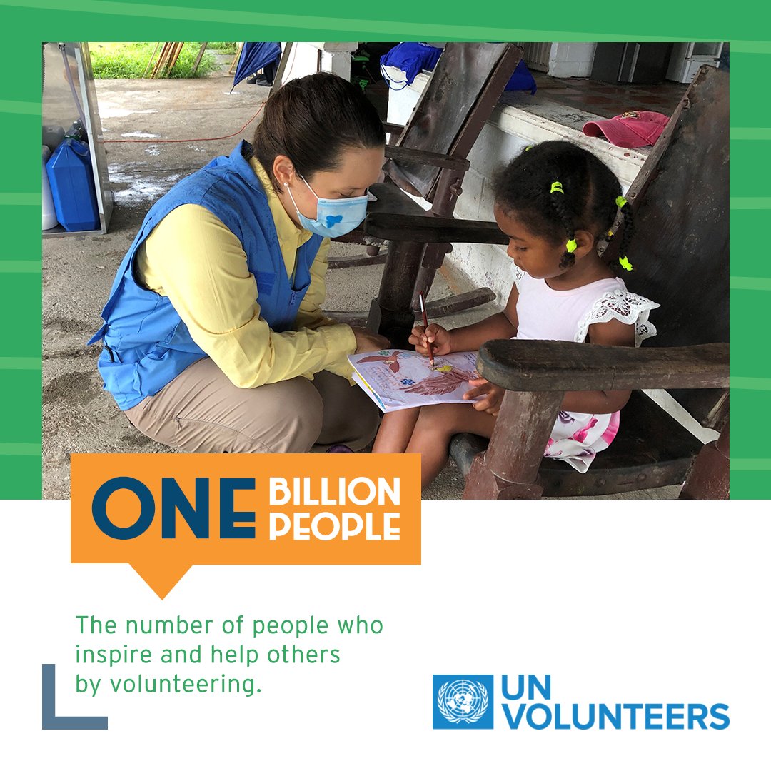UNVolunteers's tweet photo. 1️⃣ billion: the number of people who actively #volunteer worldwide.

According to estimates, #volunteering contributions are significant, being calculated at 👉2.4% of global GDP👈

UNV works to create an enabling environment &amp; to increase the visibility of volunteering globally. https://t.co/MCRJomhKRt