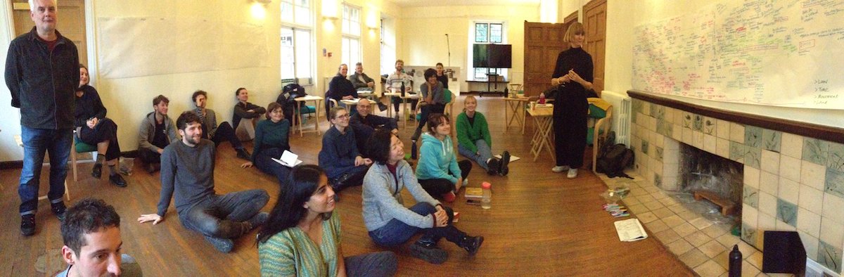 We're back in the Old Postern! Very happy to be co-teaching with Ruth Potts the very first class to be held in the Old Postern since the roof repair and renovations began ages ago. <a href="/SchumacherColl/">Schumacher College</a>