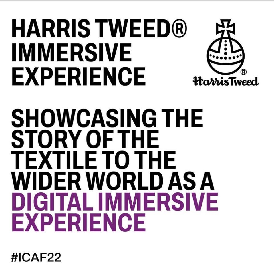 steve_colmer's tweet photo. I’ll be speaking at the Augmented Fashion conference next week, sharing our work on our @harristweedheb immersive experience, and discussing how digital tech can get the consumer more cognisant of the human hand behind the creation of fashion and textile products. #ICAF22 https://t.co/Bck8LefeKt