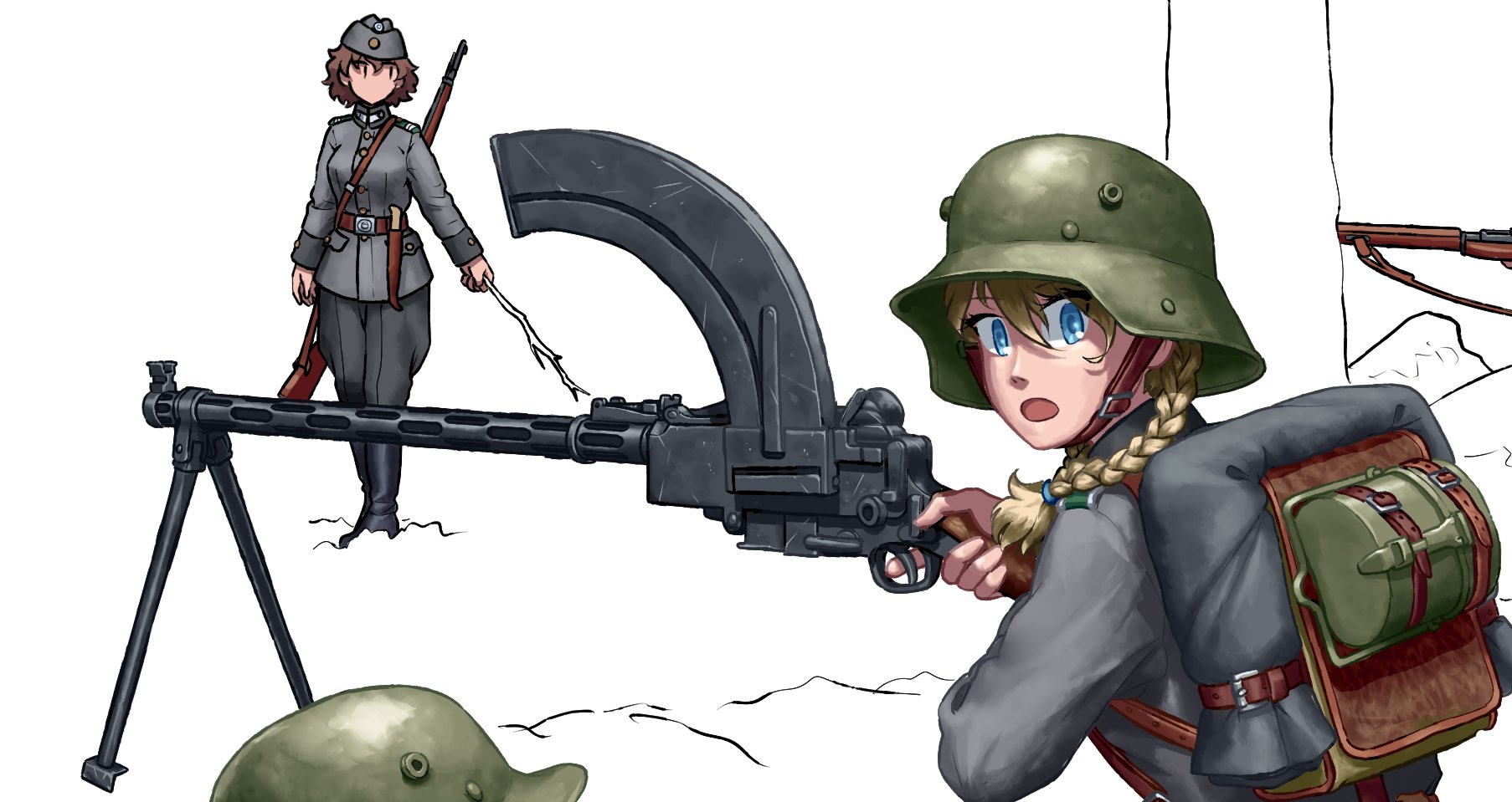 Anime Soldier Girl Wehrmacht Stahlhelm