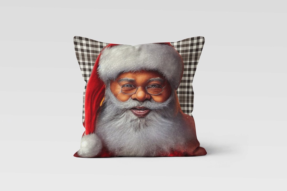 Excited to share the latest addition to my #etsy shop: Brown skin Santa, African American Santa pillow cover etsy.me/3fDgz5W