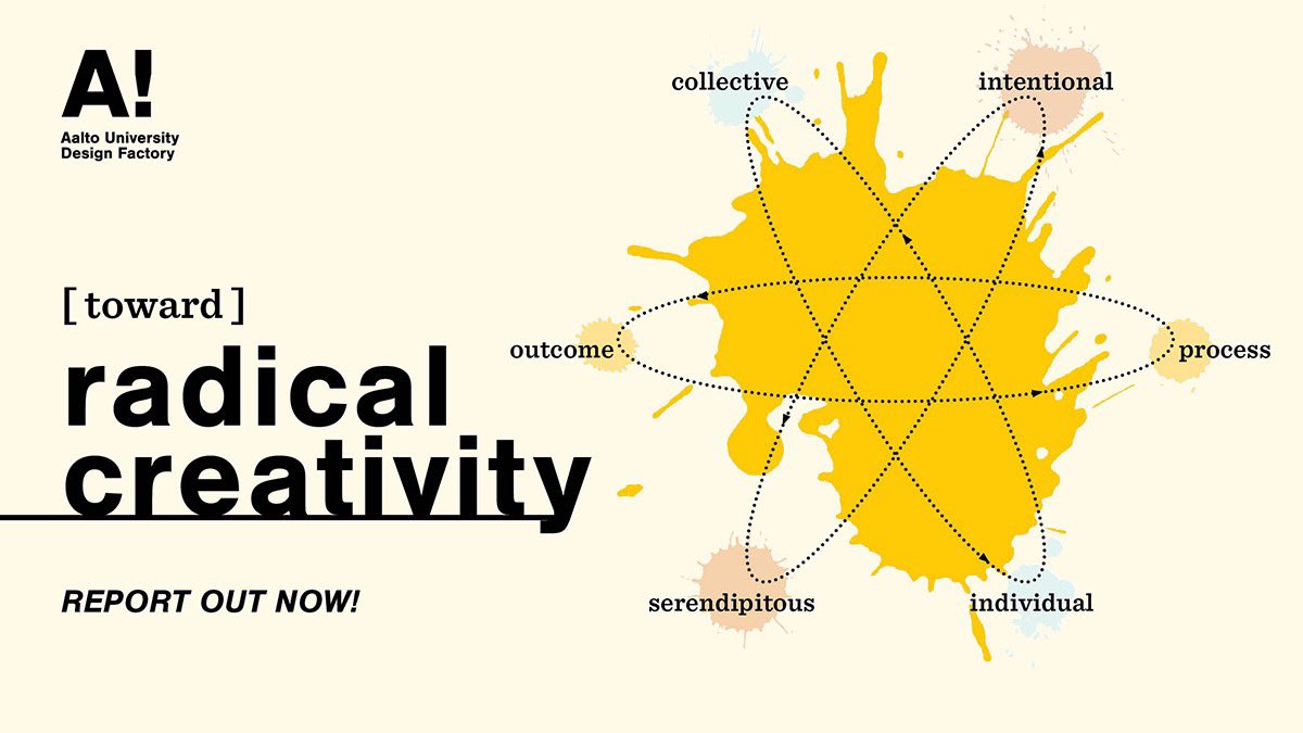 Tua Björklund (@tuabjorklund) on Twitter photo What does #radicalcreativity mean?We talked to 54 <a href="/AaltoUniversity/">Aalto University</a> faculty members to hear their take on how it can connect to research&learning, to kickstart a new #research project on strategic support for creative #collaboration.
Take a look:
aalto.fi/en/news/how-is…
<a href="/AaltoDF/">Aalto Design Factory</a> What does #radicalcreativity mean?We talked to 54 <a href="/AaltoUniversity/">Aalto University</a> faculty members to hear their take on how it can connect to research&learning, to kickstart a new #research project on strategic support for creative #collaboration.
Take a look:
aalto.fi/en/news/how-is…
<a href="/AaltoDF/">Aalto Design Factory</a>