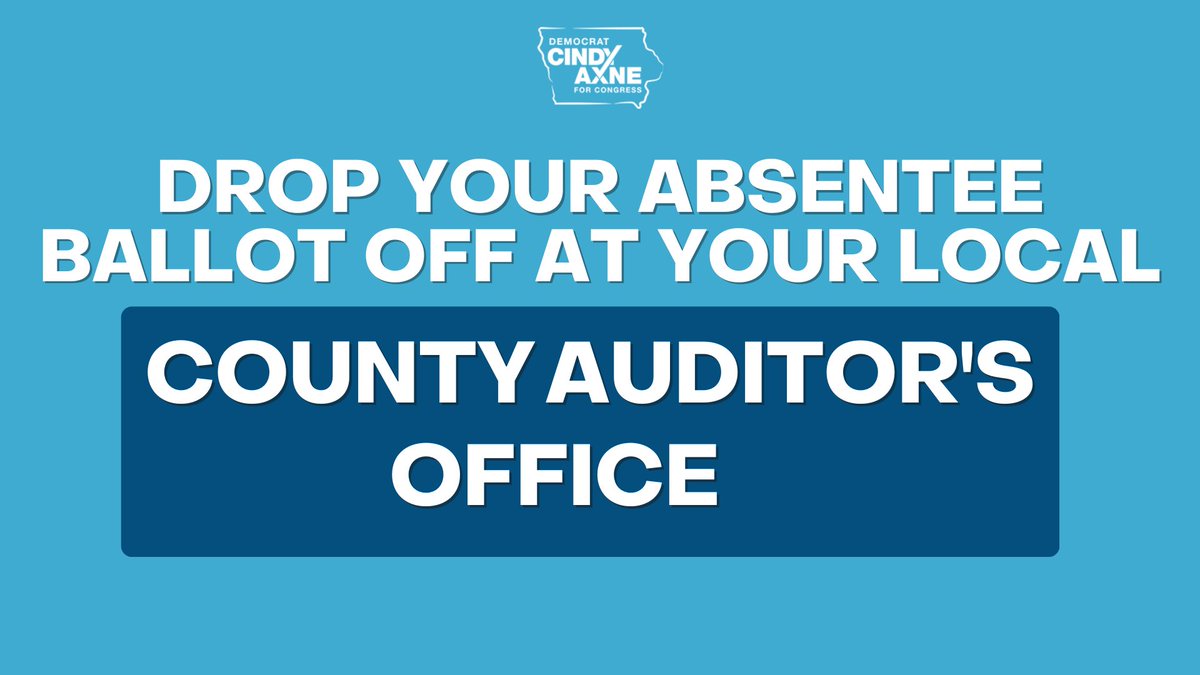REMINDER: If you still have your absentee ballot and have NOT mailed it back yet, drop it off at your local county auditor's office!