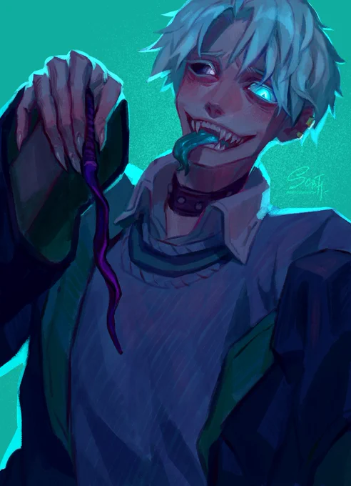 For  . Galac in the Slytherin House in the Harry Potter universe.To be honest, I've always been interested in drawing him as a wizard.I have loved Harry Potter since childhood, but I have always been afraid to draw people because I am not good at drawing them. 