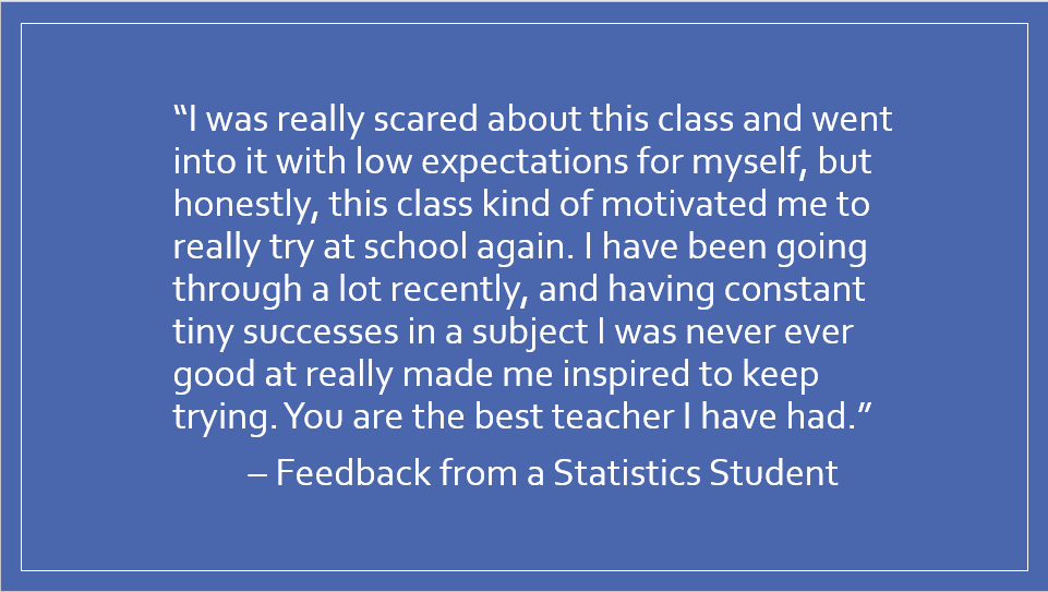 KonaRJones's tweet photo. Teacher friends, I know it's still rough this semester. Yet, don't forget how important you are to your students. You could be the person that inspires &amp; motivates them to keep trying. This feedback reminded me of why I love teaching &amp; that what I do is meaningful. #humanizeOL https://t.co/ily30lkano