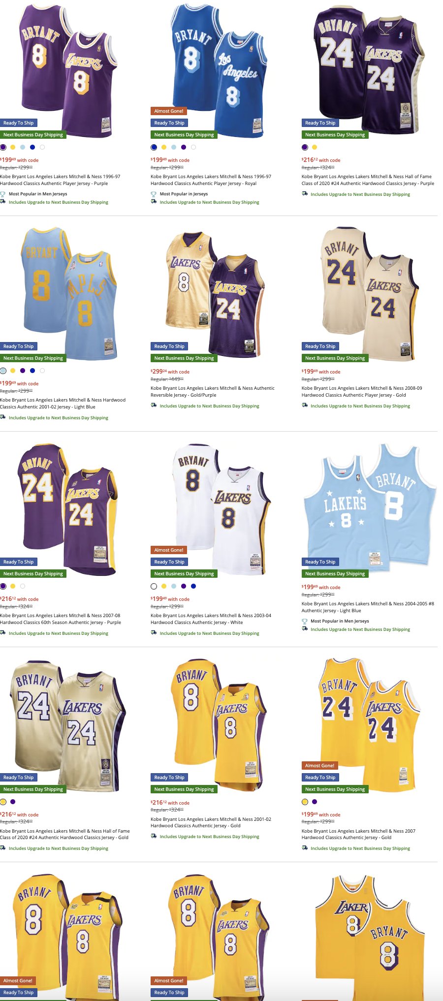 Kobe Bryant Los Angeles Lakers Mitchell & Ness Hall of Fame Class