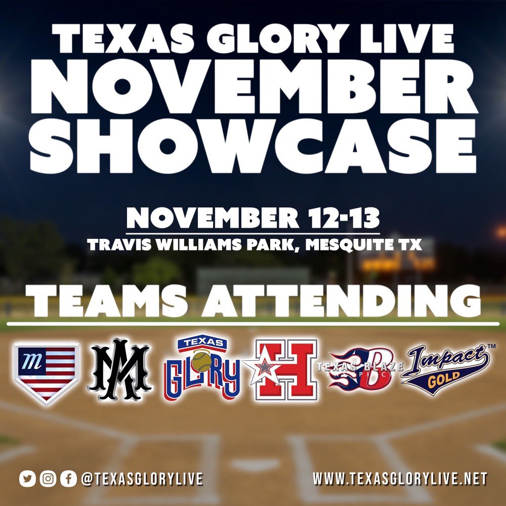 Excited to be hosting a great slate of games and teams this weekend. Join us in Mesquite Texas. ONE LOCATION. Top Clubs from the Lone Star State. Catch us on @TexasGloryLive for live-streaming and event highlights.