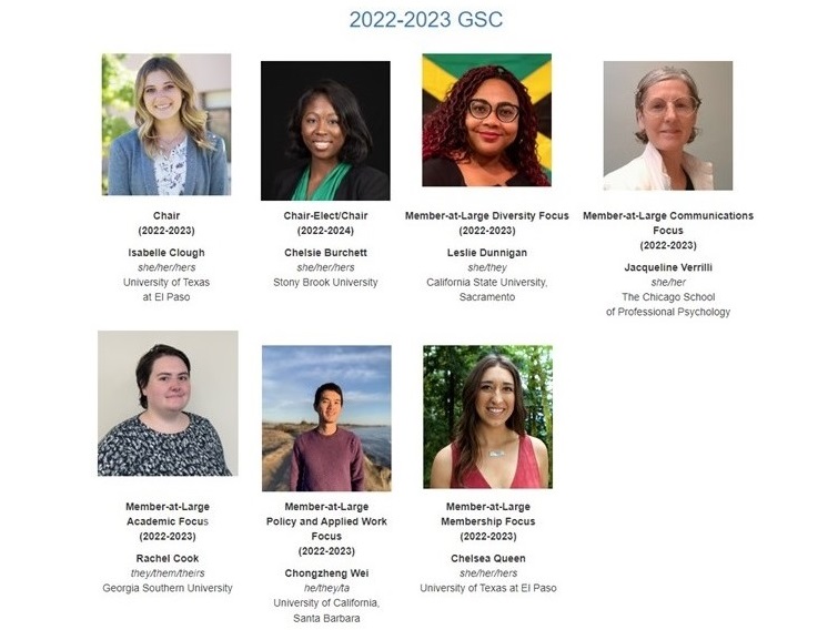 SPSSI's tweet photo. Congratulations to SPSSI's New Graduate Student Committee (GSC) Members! @SPSSI_GSC @isabelle_clough @_chelseaqueen @apagradstudents #PsychTwitter https://t.co/OEm8YPVXKn https://t.co/Vv1mgEToki