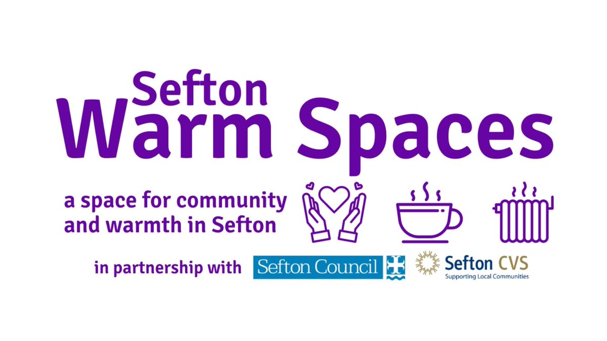Working in partnership with <a href="/seftoncouncil/">Sefton Council</a> and #Sefton's VCF sector, we have developed a network of Sefton Warm Spaces where people can go to keep warm without the fear of what they are spending on gas &amp; electricity.

Find your nearest 🔗seftoncvs.org.uk/warmspaces/

#SeftonWarmSpaces